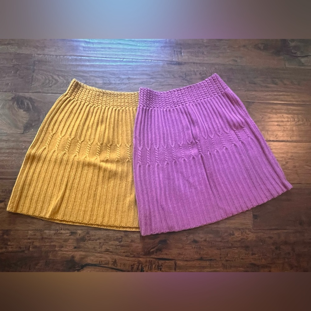 ANTHROPOLOGIE Far Away From Close Bellevue Wool 2 Skirts - Lilac & Golden